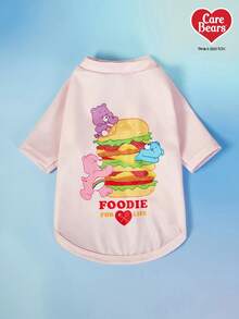Care Bears X PETSIN 1 件小熊汉堡卡通图案印花粉色可爱舒适弹力宠物猫狗通用袖T恤 - 淺粉色 - 查看 3