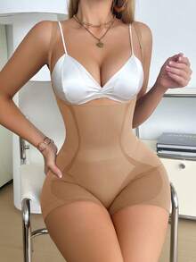 SHEIN 1 pieza Body de mujer con shorts sin costuras para dar forma - Caqui - Ver 6