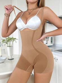 SHEIN 1 pieza Body de mujer con shorts sin costuras para dar forma - Caqui - Ver 1