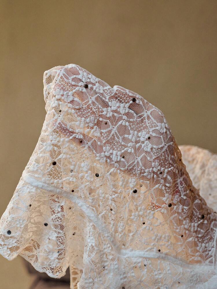 MOTF STUDIO ROMANTIC RUFFLE TEXTURED LACE KNIT HEAVY RIVET BOHEMIAN BOHO BLOUSE