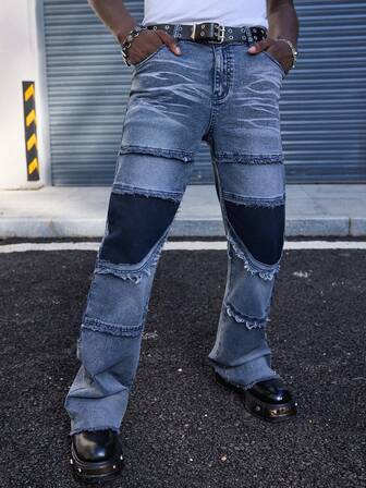 Street Life Pantalones vaqueros azules de uso diario y de moda para hombres
