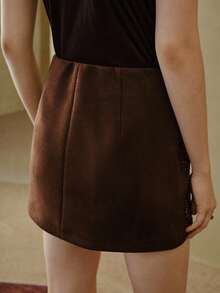 MOTF STUDIO 优雅串珠花卉刺绣波西米亚风时尚百搭厚重装饰裙 - 棕色 - 查看 7