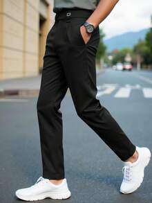 Calvornis بنطلون رجالي كاجوال رسمي أحادي اللون، سحاب وأزرار إغلاق، بنطلون بدلة رجالي، مناسب للخارج، الزفاف، حفل التخرج، الحفلات، التنقل، هدية رائعة للحبيب، الزوج، الأب، الأقارب