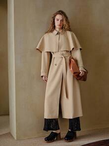 MOTF STUDIO 时尚可拆卸扣带中长款风衣 - 卡其色 - 查看 7