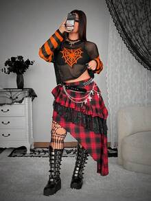 Whyspr Nytt Punk Rebellious Skull Pattern Dam Långärmad Tröja - Multifärgad - Visa 3