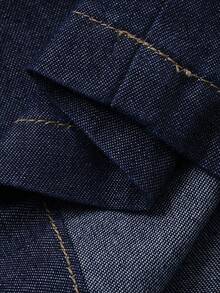 DAZY 女式休闲翻领插肩袖上衣和牛仔裤套装，秋季 - 深色水洗藍 - 查看 7