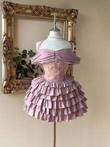 Lovelzi Elegant, Romantic, Fashionable, Sexy Grey-Pink Knitted Stretchy Halter Dress, Suitable For Nightclub, Party, Beach, Vacation, Shopping, Afternoon Tea, Cocktail Party