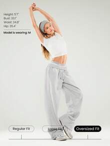 GLOWMODE Quần jogger ống rộng dáng rộng, chất liệu nỉ dày dặn, có dây rút điều chỉnh eo, kiểu dáng cơ bản, có túi bên hông, thích hợp mặc hàng ngày, giữ ấm mùa đông. - Xám - Xem 6