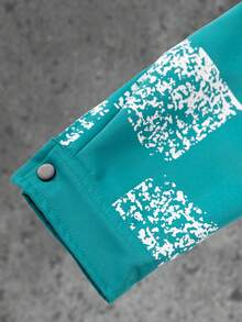 PAVTROS 男士棋盘格图案拉链短袖外套 - 綠色 - 查看 5