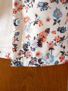 SHEIN 年轻女孩动物与植物印花保暖内衬连帽纽扣可爱卡通夹克，适合日常休闲穿着 - 彩色 - 查看 5