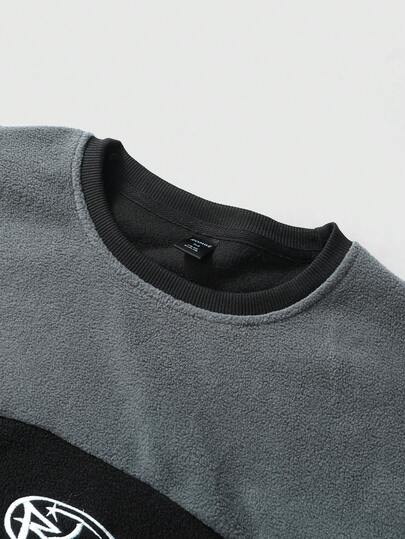 Sweat-shirt col rond classique gris-noir pour homme, de haute qualité et polyvalent, pour l'automne/l'hiver