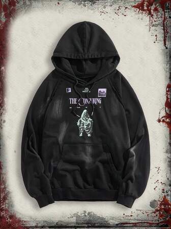 Street Life Sudadera con capucha casual de moda callejera para hombres con estampado de escultura y letras, con cordón en el bolsillo, otoño