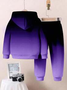 2 Stücke/Set Kleine Jungen Loose Fit Lässig Bequeme Langarm Hoodie Sweatshirt mit Buchstaben Grafik, geeignet für Herbst/Winter