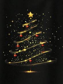 SHEIN LUNE Camiseta navideña de talla grande, camiseta gráfica de talla grande de streetwear, top casual y cómodo, vibra de vacaciones