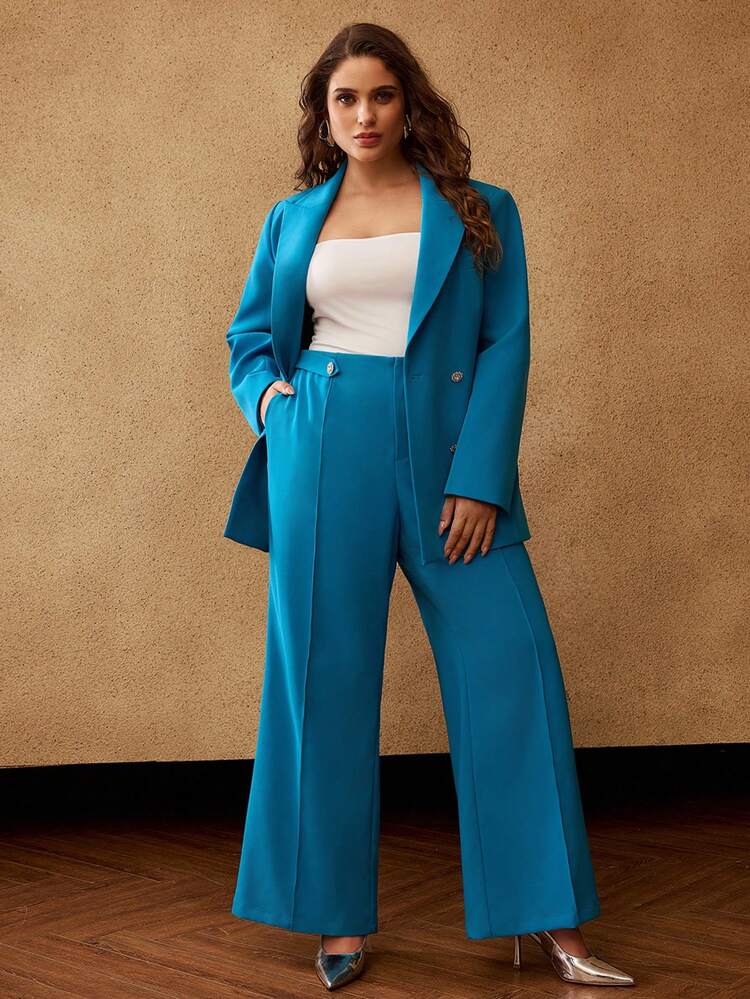 PANTALONES DE TRAJE CON PINZAS PARA OFICINA DE TALLA GRANDE