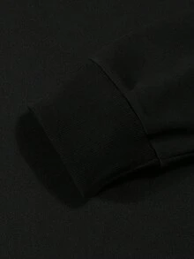 ROMWE MEN Goth 男士印花哥特风圆领休闲套头卫衣，长袖上衣 - 黑色 - 查看 4