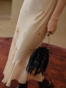 MOTF STUDIO ELEGANTE VESTIDO BOHEMIO CON CUENTAS, LENTEJUELAS Y BORDADOS - Caqui - Ver 3