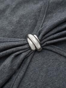 Aalyst Women's High-End Gray, Dark Gray, Luxurious High-End Elegant Mature Lady T-Shirt. High Collar, Slim Fit, Metal Decorative Button, Soft And Skin-Friendly Stretchy Fabric, Suitable For Autumn, Winter, Spring, Party, Banquet, Gathering, Daily Wear, Work Commute, Holiday Outfit.