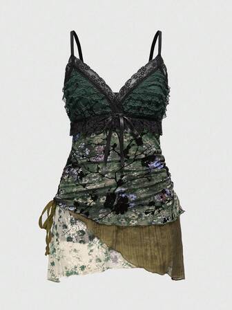 Hippie Vestido midi con volantes y estampado floral vintage para mujer de talla grande