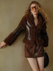 MOTF STUDIO 优雅串珠花卉刺绣波西米亚风时尚百搭厚重装饰裙 - 棕色 - 查看 9