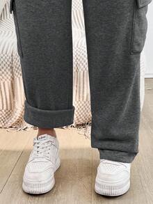 SHEIN 孕妇休闲羊毛可调节腰部运动裤