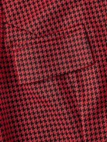 SHEIN MOD 女式千鸟格领无袖迷你连衣裙 - 紅色和黑色 - 查看 4