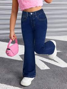 SHEIN Young Girls Y2K Casual Jean,Lined For Added Warmth,Young Girl Fall And Winter Clothes,Cool Outfit/Girls Thanksgiving Outfit