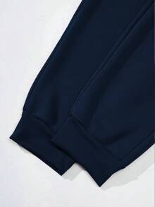 SHEIN Mirajuku Casual Loose Fit Graphic Print Pocket Design Sweatpants For Teenage Boys, Suitable For Daily Casual, Commuting And Sports Wear - Navy Blue - View 5