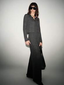 Lumivelle 舒适休闲短款开衫背心和长裤套装，适合通勤和户外活动，秋冬季女士裤装套装，女士长袖裤装套装，女士家居服套装，灰色裤装套装 - 深灰色 - 查看 6