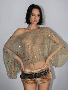 Jeanoix 女士性感不对称肩上衣 - 綠色 - 查看 1