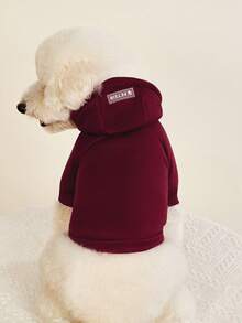 PETSIN 1 件宠物保暖内衬勃艮第连帽衫，适合猫狗、圣诞节、圣诞装饰 - 酒紅色 - 查看 4