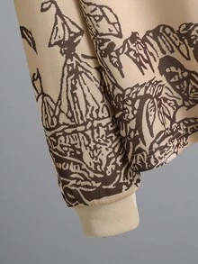 EMERY ROSE 2件套：印花圆领针织上衣和直筒阔腿裤，秋冬