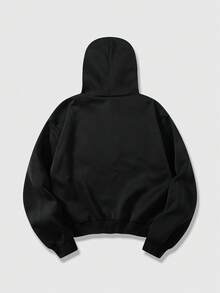 ROMWE MEN Goth 男士休闲字母与骷髅印花宽松连帽衫，秋季 - 黑色 - 查看 2