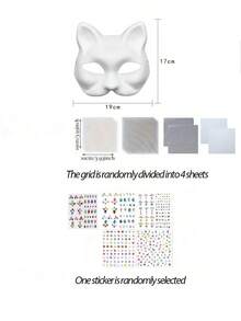 DIY 猫脸面具制作套件，带毛毡，手工制作的动物图案彩色装扮面具套装，适合万圣节服装、狂欢派对、角色扮演和节日（DIY 工艺套件、万圣节服装配饰）