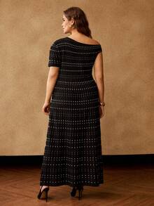 MOTF PREMIUM PLUS AUTUMN/WINTER CHIC ASYMMETRICAL SHOULDER SHORT SLEEVE SWEATER DRESS - Black - View 2