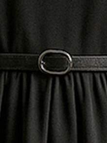 Sweetra Young 1 件 Streecool Tween Girl 印花领连衣裙 - 黑與白 - 查看 4