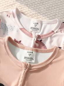 2件套男童卡其色森林动物狐狸印花长袖连体衣舒适睡衣 - 卡其色 - 查看 6