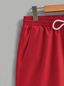 Manfinity Joysei Camiseta de Manga Curta com Gola Redonda e Estampa de Letra e Palmeira e Shorts Casuais Diários para Homens - Multicolorido - Visão 6