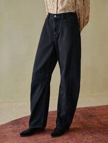 MOTF STUDIO JEANS DE PIERNA DE BARRIL NEGROS DE MODA - Negro - Ver 4