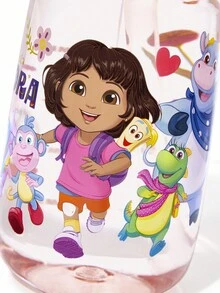 DORA | SHEIN Bình nước 500 ml (16 oz) họa tiết hoạt hình, có ống hút silicon và nắp chống tràn, thích hợp cho du lịch, tham quan và đi học, hiệu Tritan. - Màu Hồng baby - Xem 7