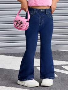 SHEIN Young Girls Y2K Casual Jean,Lined For Added Warmth,Young Girl Fall And Winter Clothes,Cool Outfit/Girls Thanksgiving Outfit