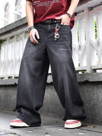 Street Life Herren Lässig Vintage Weit Geschnittene Jeans