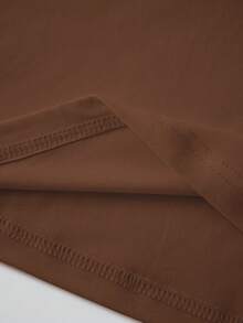 EMERY ROSE Women's Solid Color Casual Fashion V-Neck 3/4 Sleeve T-Shirt, Simple Ladies Top - Coffee Brown - View 4