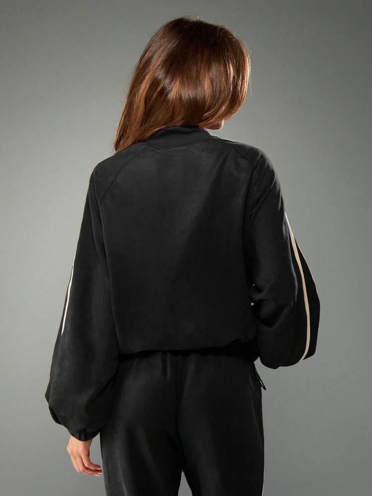 MISSGUIDED Veste bomber  léger avec fermeture éclair et rayures latérales pour les tenues décontractées d'automne et d'hiver