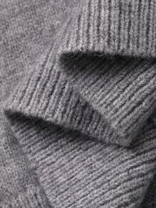 DAZY Women's V-Neck Contrast Color Lace Patchwork Pullover Sweater, Backless Bow Decor, Casual & Cute - Grey - View 8