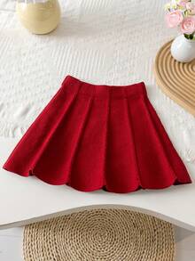 Souflis Souflis 6-9 Monate Baby Mädchen Warmer Outfit, Baby Mädchen Winter Warmer Gestrickter 2 Stücke Set, Süßer Schleifenpullover und plissierter Rock Set, Bequem, weich und hautfreundlich