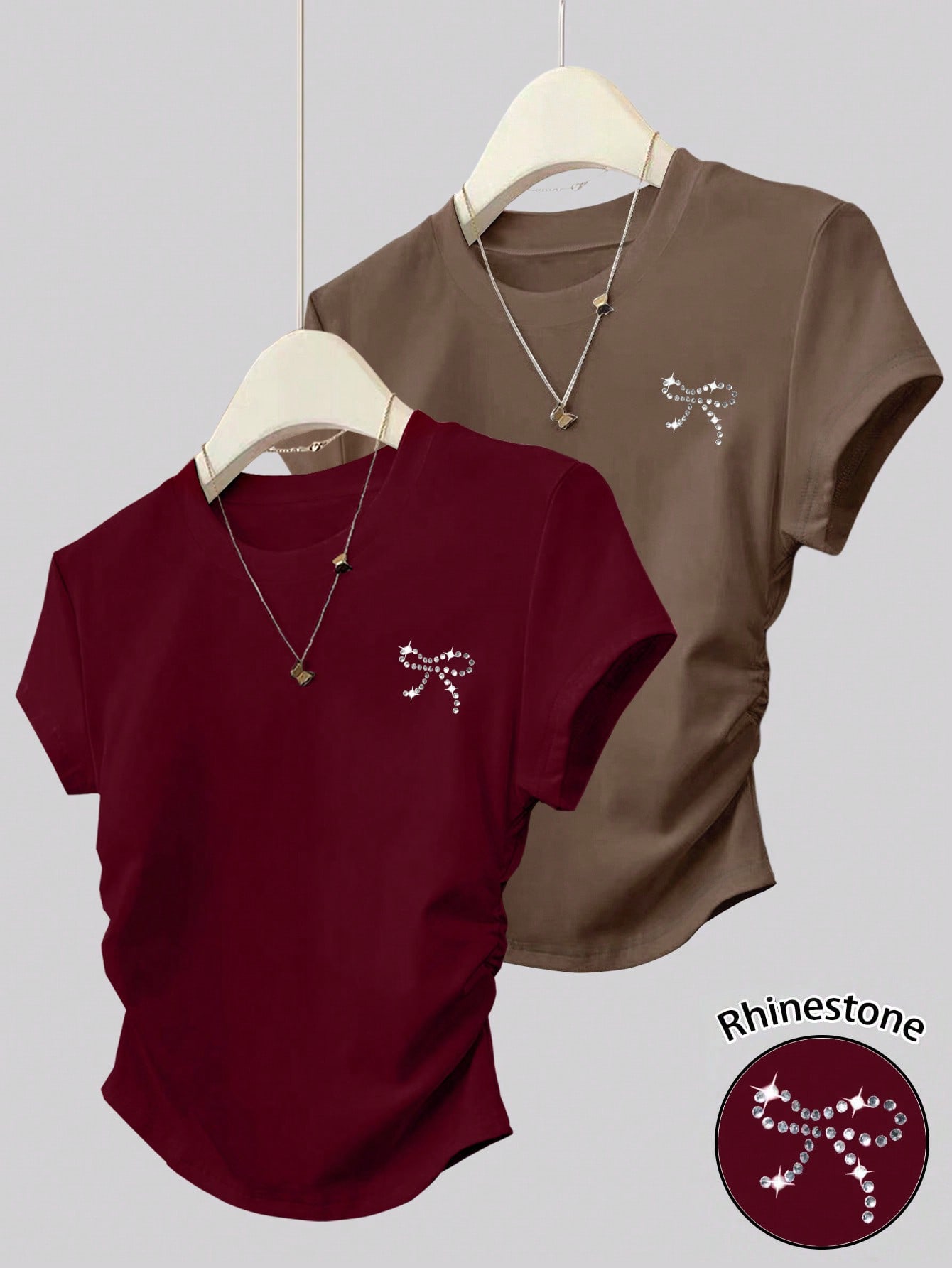 INAWLY قميصان نسائيان عصريان مزينان بالراين ستون،...