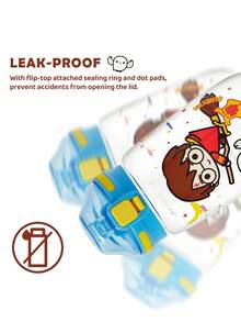 HARRY POTTER X SHEIN 16 盎司/500 毫升卡通图案水瓶，配有硅胶吸管和防溢盖，适合旅行、旅游和学校 - 淺藍色 - 查看 4