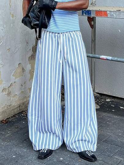 Street Life Men's Fashion Striped Casual Pants, Young Street Style, Versatile Item Suitable For Street Wear, Weekend Outings