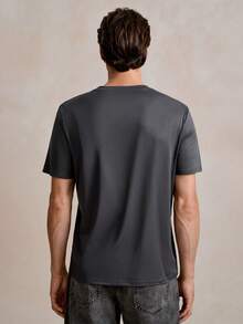 Manfinity CityGents Men's Casual Seagull Print Round Neck Short Sleeve T-Shirt, Summer - Dark Grey - View 4